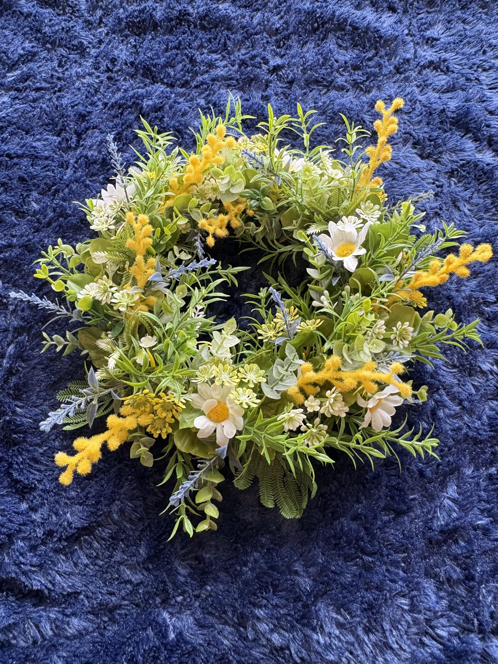 #022ボタニカルミモザ円形リース - 画像 (12)