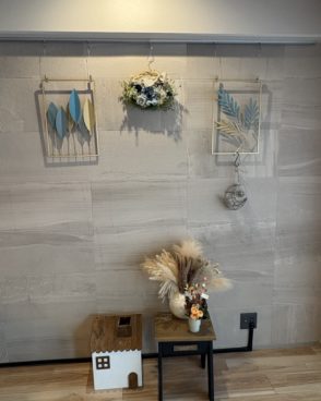 #016ナチュラルスタイルブルー円形リース